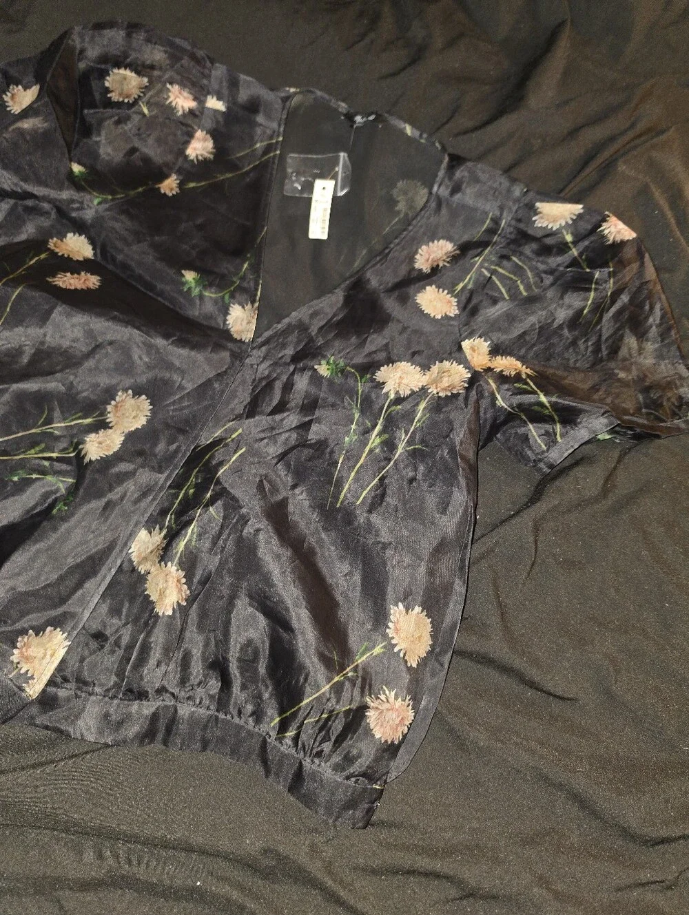 Madewell FIRE! NWT! Silk Organza Puff Sleeve Wrap Top in Aster Portrait. Sz Sm.